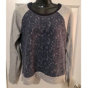 CLU Blue Lace Paneled Gray Jersey Sweatshirt